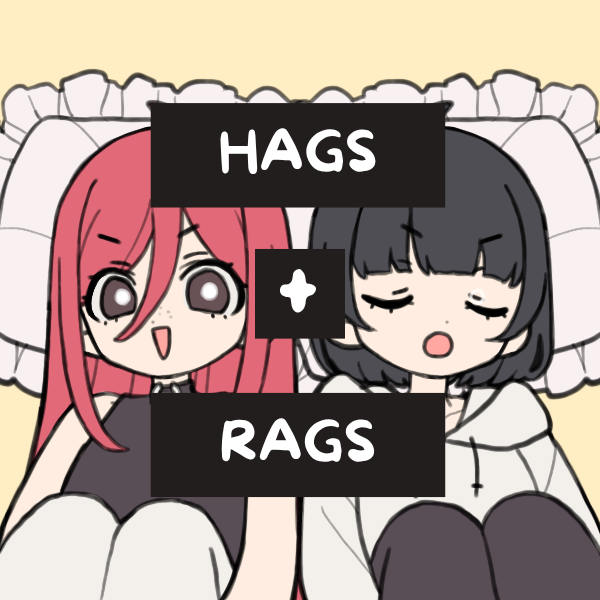 Podcast cover image. Anime art of 2 girls sitting against pillows and chatting.